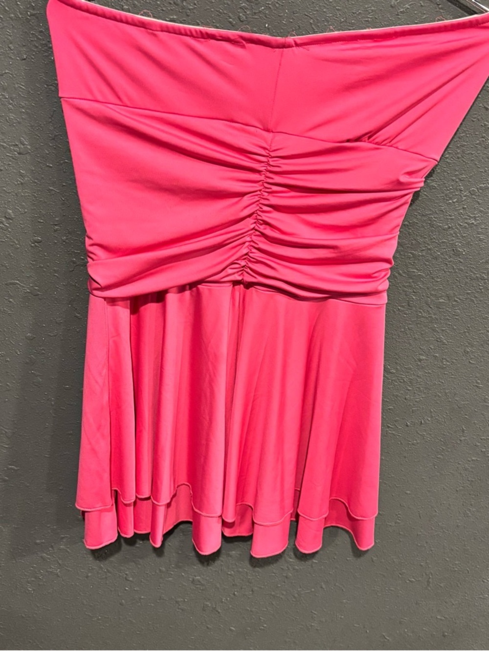 SHEIN Strapless Ruched Pink Flared Dress